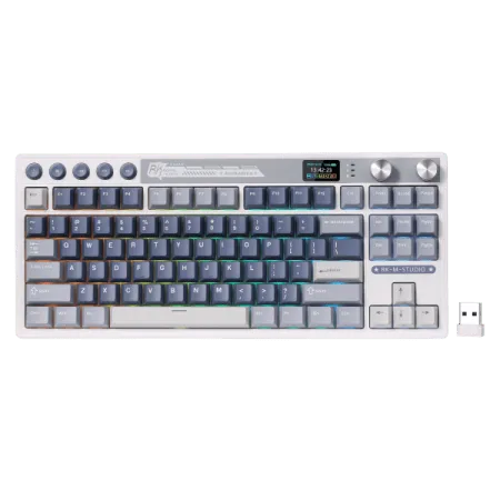 RK ROYAL KLUDGE M87 Wireless Gaming Keyboard Cream Switch – Blue