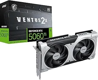 MSI GeForce RTX 5060 Ti 8G Ventus 2X OC Plus Graphic Card - NVIDIA GeForce RTX 5060 Ti GPU, 8GB GDDR7 128-bit Memory, 28 Gbps, PCI Express Gen 5 x16 Interface, Upto 2602 MHz, STORMFORCE Fan