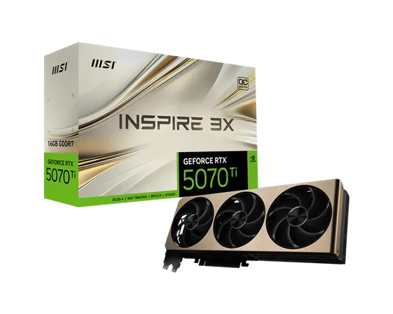 MSI RTX 5070 Ti Inspire 3X OC Plus 16GB GDDR7 Graphics Card (G507T-16I3CP)