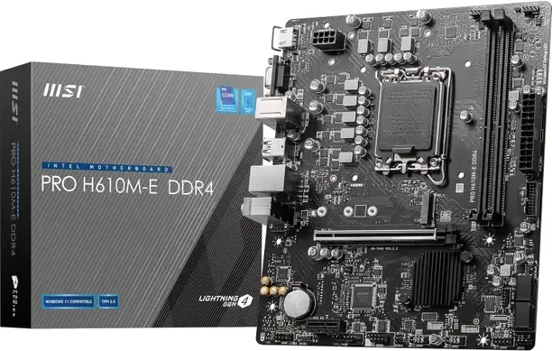 MSI PRO H610M-E DDR4 LGA 1700Socket Micro-ATX Intel H610 Chipset DDR4 Motherboard for Desktop