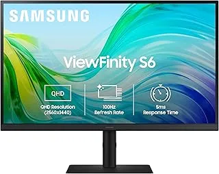 Samsung 27" (68.5cm) IPS 2K QHD Monitor|2560 X 1440|100 Hz|5ms|300nits|Height Pivot Adjustable Stand|SRGB 99%|Ports-HDMIX2,DP,Headphone|Eye Saver Mode|Flicker Free|Off Timer Plus|LS27F610EAWXXL|Black