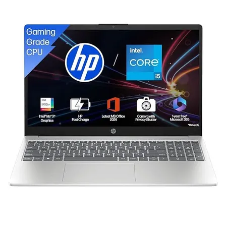 HP 15, 13th Gen Intel Core i5-13420H, (16GB DDR4, 512GB SSD), FHD, Anti-Glare, Micro-Edge, 15.6''/39.6cm, Win11, M365 Basic(1yr) Office24, Silver, 1.65kg, FR0045TU, Camera w/Shutter, Backlit Laptop