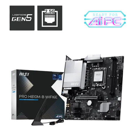 MSI PRO H810M‑B Intel H810 LGA1851 Micro‑ATX DDR5 Motherboard