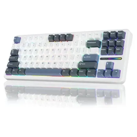 AULA F87 Wireless Side Engraved Keycaps Mechanical Keyboard | Tri-Mode BT5.0/2.4GHz/USB-C Gasket Hot Swappable | Pre-lubed Switches, 75% TKL RGB Gaming Keyboard (Gradient Gray, Space Crystal Switch)