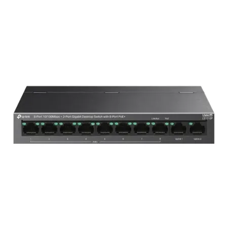 TP-Link LS1210P 10-Port Desktop Switch 8-Port PoE+ 2 Gigabit Uplink Ports