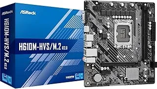 Asrock H610M-HVS/M.2 R2.0 Motherboard, Intel Socket 1700, 12th Gen, Micro ATX, DDR4 3200MHz, 1x PCIe 4.0 x16, 1x PCI-e 3.0 x1, 7.1 Channel Audio, Ultra M.2, USB 3.2 Gen1, Gigabit LAN, HDMI, VGA