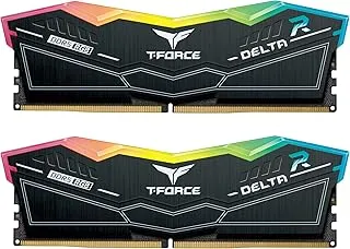 TeamGroup T-Force Delta RGB 2x16GB 6400MHz (6400MT/s) CL40 Black 32GB DDR5 RAM Kit, Desktop Gaming Memory, Metal Heatsink, ARGB Sync, ECC, XMP 3.0/EXPO, For Intel/AMD CPU, High Performance Low Latency