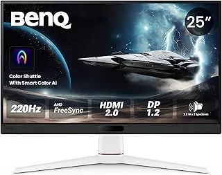 BenQ MOBIUZ EX251 24.5” FHD 220Hz Gaming Monitor, 1ms GtG, AMD FreeSync, DP 1.2, HDMI 2.0, USB Hub, 99% sRGB, Game Optimized Color, 2.5Wx2 Speakers, VESA Display HDR400 (White)