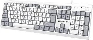LAPCARE USB Alfa Keyboard 7 Wired Membrane Keyboard | 104-Key US Layout | UV Coated Keycaps | Ergonomic Design | Quiet & Durable Membrane Build | 1-Year Warranty (LOX-106)