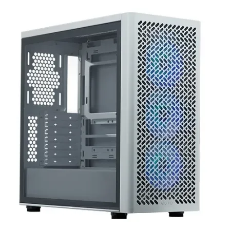 Cooler Master Elite 502 White ARGB Mid Tower Cabinet With Tempered Glass, 3 Pre-Installed ARGB Fans, Upto E-ATX Support, Type C Port, High-Airflow Mesh Front, Upto 420MM Radiator Support