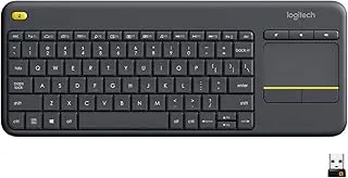 Logitech K400 Plus Wireless Touch TV Keyboard with Easy Media Control and Built-in Touchpad, HTPC Keyboard for PC-Connected TV, Windows, Android, Chrome OS, Laptop, Tablet - Black