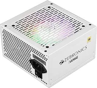 ZEBRONICS VS700Z, Premium Power Supply, Silent 120mm RGB Fan, Long Flat Cables, 12V 52A, PCIe x 1, MOLEX x 2, SATA x 4, 8 Pin PCIe, Over Voltage | Over Current | Short Circuit Protection (White)