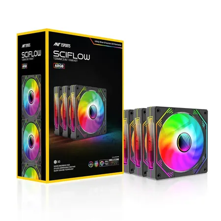 ANT ESPORTS SCIFLOW ARGB BLACK CABINET FAN TRIPLE PACK