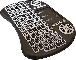 MFS1670 Mini Wireless Keyboard with Touchpad, 2.4G & Bluetooth Backlit Portable Keyboard with Rechargeable Battery, Multi-Color LED, Multimedia Remote Control, Black MFSBTKB
