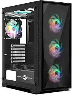 Circle Furious MESH 240 ARGB Mid- Tower Computer Case | Gaming Cabinet - Black | Support ATX, M-ATX, ITX | Pre- Installed 3 x 120mm Front and 1 x 120mm Rear ARGB Fans