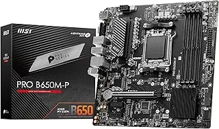 MSI PRO B650M-P Motherboard, Micro-ATX - Supports AMD Ryzen 7000 Series Processors, AM5 - DDR5 Memory Boost 6000+MHz/OC, 1 x PCIe 4.0 x16, 2 x M.2 Gen4, 2.5G LAN