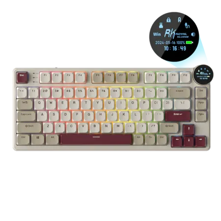 ROYAL KLUDGE RK N80 75% RGB Mechanical Wireless Gaming Keyboard ( Pearly Dawn ) ( RK Low Profile Brown )