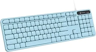 Portronics Ki-Pad 3 USB Wired Keyboard with Large Keycaps, Noise-Free Typing, Fn Multimedia Hotkeys, Full-Size Layout with Num Pad, Ergonomic Design, 1.5m USB Cable, for Laptop, PC, Mac (Blue)
