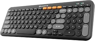 Amkette Optimus Bluetooth XL 4 in 1 Wireless Keyboard/Bluetooth Keyboard | 2.4GHz + 3X BT Connectivity | Full-Size Ergonomic Design | Multi-OS Compatible | Retro Pop Silent Membrane Keys (White)