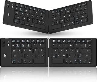 ANT WK150 Ergonomic Foldable Wireless Bluetooth Keyboard Split Travel Keyboard Wireless Rechargeable Portable Wireless Keyboard Compatible with iOS Android Windows Smartphone Tablet or Laptop-Black