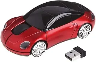 MICROWARE Car Shaped 2.4GHz Wireless Mouse USB Receiver for PC Laptop Notebook - Red