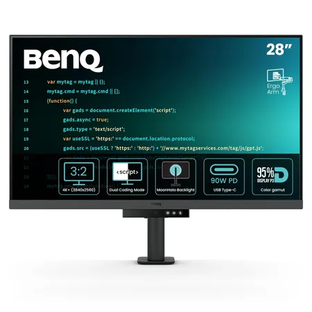 BenQ RD280UA 28.2″ 4K HDR Programming Monitor with Ergo Arm