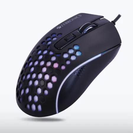 ZEBRONICS Flash Optical Wired Ergonomic Gaming Mouse ( 3600DPI / 4 Macro Button ) ( Black )