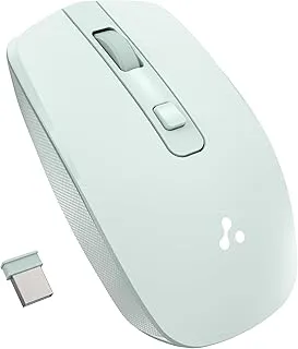 Ambrane Wireless Mouse with 2.4GHz, USB Nano Dongle, Silent Click, Optical Orientation Click Wheel, 4 Buttons, 1600 Adjustable DPI, Both Hand Use, Compatible with PC, Mac, Laptop (Sliq 3, Green)
