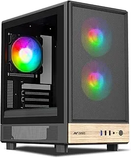 Ant Esports 300 Air Mini Mid-Tower Computer Case/Gaming Cabinet - Black | Support Micro-ATX, Mini-ITX | Pre-Installed 2 Front & 1 Rear Rainbow Fan