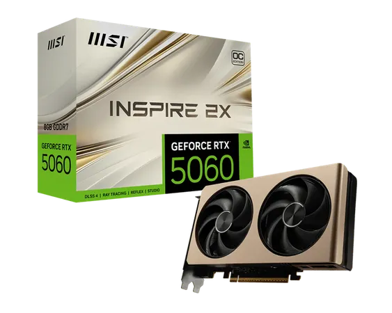 MSI GEFORCE RTX 5060 INSPIRE 2X OC 8GB GRAPHIC CARD