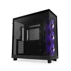 NZXT H6 Flow RGB Compact Dual-Chamber Mid-Tower Airflow Case with RGB Fans Black (CC-H61FB-R1)