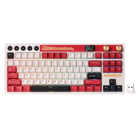 ROYAL KLUDGE RK M87 75% TKL RGB Mechanical Wireless + Bluetooth Gaming Keyboard ( Red ) ( Tactile Beige Switch )