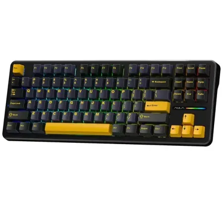 AULA F87 Wireless Side Engraved Keycaps Mechanical Keyboard | Tri-Mode BT5.0/2.4GHz/USB-C Gasket Hot Swappable | Pre-lubed Switches, 75% TKL RGB Gaming Keyboard (Gradient Gray, Space Crystal Switch)