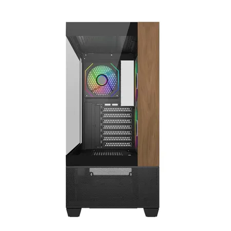 Cooler Master Elite 690 Wood ARGB Mid‑Tower Case with with Real Wood Front - Black