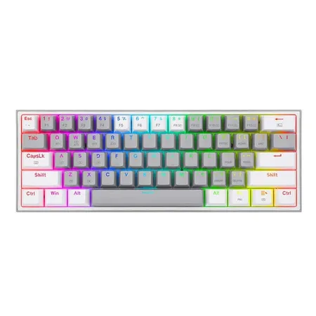 Redragon K616 Fizz PRO 60% 3-Mode Wired, 2.4Ghz Wireless, Bluetooth Mechanical Gaming Keyboard, 61 Keys Compact w/Grey and White Colour Keycaps, Linear Red Switch