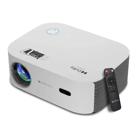 ZEBRONICS PIXAPLAY 17, Smart LED Projector, 6000 Lumens, 4K Support, Dolby Audio, 224 Inch Screen Size, HDMI, USB, WiFi, 1080p Native, APP Support, Miracast, Auto Keystone