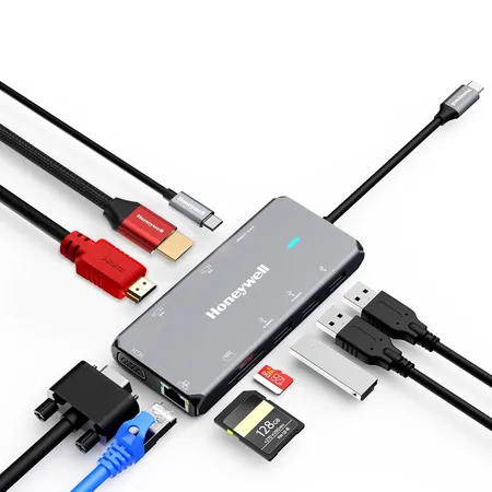 HONEYWELL 10-IN-1 TYPE C DOCK WITH DUAL 4K HDMI, 1GBPS RJ45 ETHERNET PORT, 2XUSB 3.0