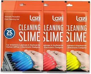 LAZI (Blue Red Yellow Pack 3) Multipurpose Laptop Keyboard Cleaner Dust Cleaning Kit Slime Gel Jelly Magic Super Clean Keyboard Laptop Car Dashboard Accessories Electronic Gadget Cleaning Gel 300gm