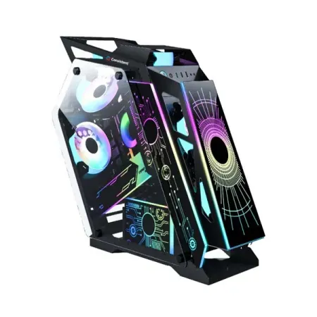 Consistent Black Destroyer Gaming Cabinet 2012 | Support : Micro ATX/Mini-ITX | Front Port: USB2.0 * 1+USB3.0 * 1+HD Audio | with Tempered Glass