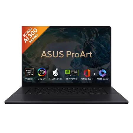 ASUS ProArt P16 OLED, Creator Laptop, AMD Ryzen AI 9 HX 370 (64GB/2TB/RTX 5090/40.64 cms (16) 4K Touch/Windows 11 Home/Office Home 2024 + M365 Basic (1 Year Validity) H7606WX-SE028WS