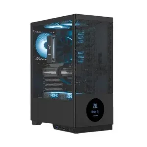 Ant Esports X2 LCD Black ARGB ATX Mid Tower Cabinet With 3×120mm Pre-Installed Fans, Tempered Glass Side Panel, High Airflow Design And Up To 240mm Radiator Support