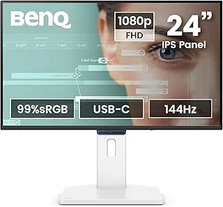 BenQ GW2490TC 24" IPS 144Hz FHD Eye-Care Monitor |99% sRGB|1500:1 CR|USB-C(20 W)|2Wx2 Speakers|Height, Tilt, Pivot & Swivel| Ultrathin Bezel| HDMI |DP| AMD FreeSync|TÜV Rheinland 4-Star(White)