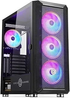 Circle Stealth B1 ARGB Mid- Tower Computer Case | Gaming Cabinet - Black | Support ATX, M-ATX, ITX | Pre- Installed 3 x 120mm Front and 1 x 120mm Rear ARGB Fans