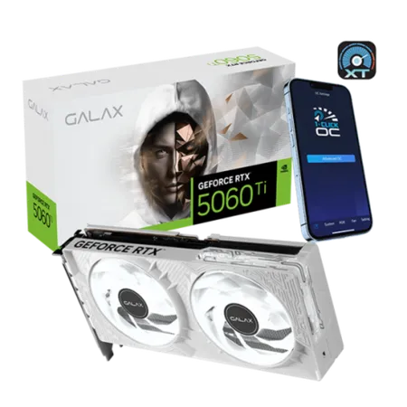 Galax RTX 5060 Ti 1-Click OC 8GB GDDR7 RGB White Gaming Graphics Card 56ISN8MDCQWH