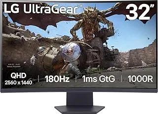 LG Ultragear 32GS60QC - 32 inch QHD 1000R Curved Gaming Monitor (2560 x 1440),180Hz, 1ms, AMD FreeSync™, HDR10, VESA Certified, HDMIx2 DisplayPort, 3-Side virtually Borderless - Black