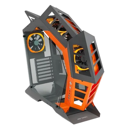 Ant Esports CYPHER G3 Mid-Tower ATX Gaming Cabinet Black & Orange with Pre-Installed 5 ARGB Fans
