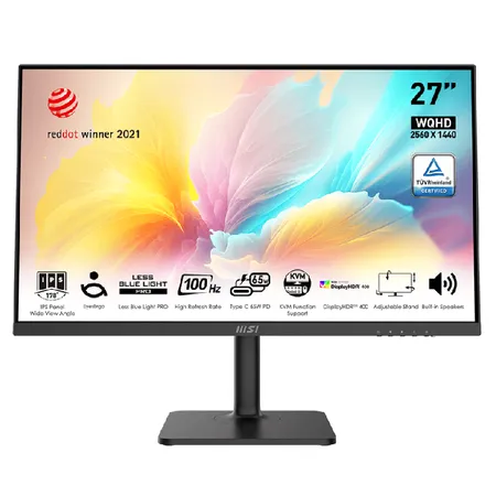 MSI Modern MD272QXP 27" WQHD 2K IPS Monitor 100Hz USB-C Height Adjustable Eye-Care Certified