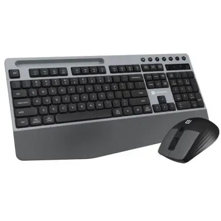 Portronics Key10 Combo Wireless Keyboard and Mouse Set with Wrist Rest, Multimedia Hotkeys, USB Receiver, Adjustable DPI, Long Key Life & Click Life for PC & Laptop (Grey)