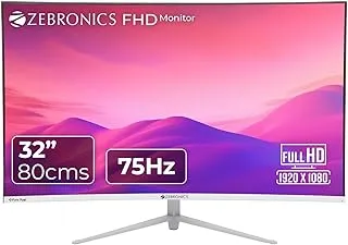 ZEBRONICS AC32FHD LED Monitor, 32 inch (81.28cm), 250 nits, 75Hz, FHD, 1920x1080, HDMI, VGA, Ultra Slim Bezel, Built-in Speakers, Metal Stand, Wall Mountable (AC32FHD)