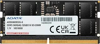 ADATA Premier 32GB 5600MHz SO-DIMM DDR5 Laptop Memory, Single RAM Module, Supports Intel & AMD Latest CPU, Intel XMP & AMD Expo, Built in PMIC, On Die ECC, Low Voltage, More Bandwidth - AD5S560032G-S